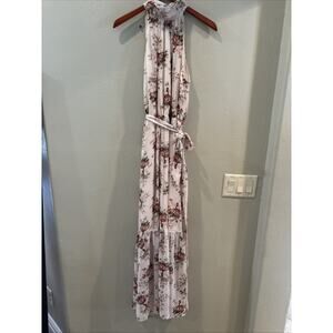 Vici Tiered Pink Floral Maxi Halter Flowy Cotton Small  Coquette Cottagecore